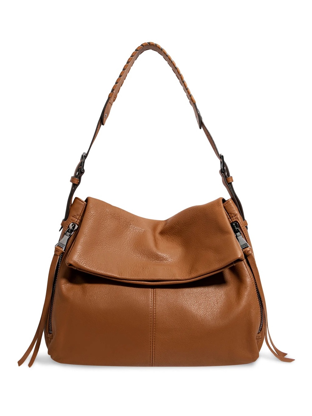 Aimee Kestenberg Bali Leather Hobo Bag Chesnut Brown Gunmetal